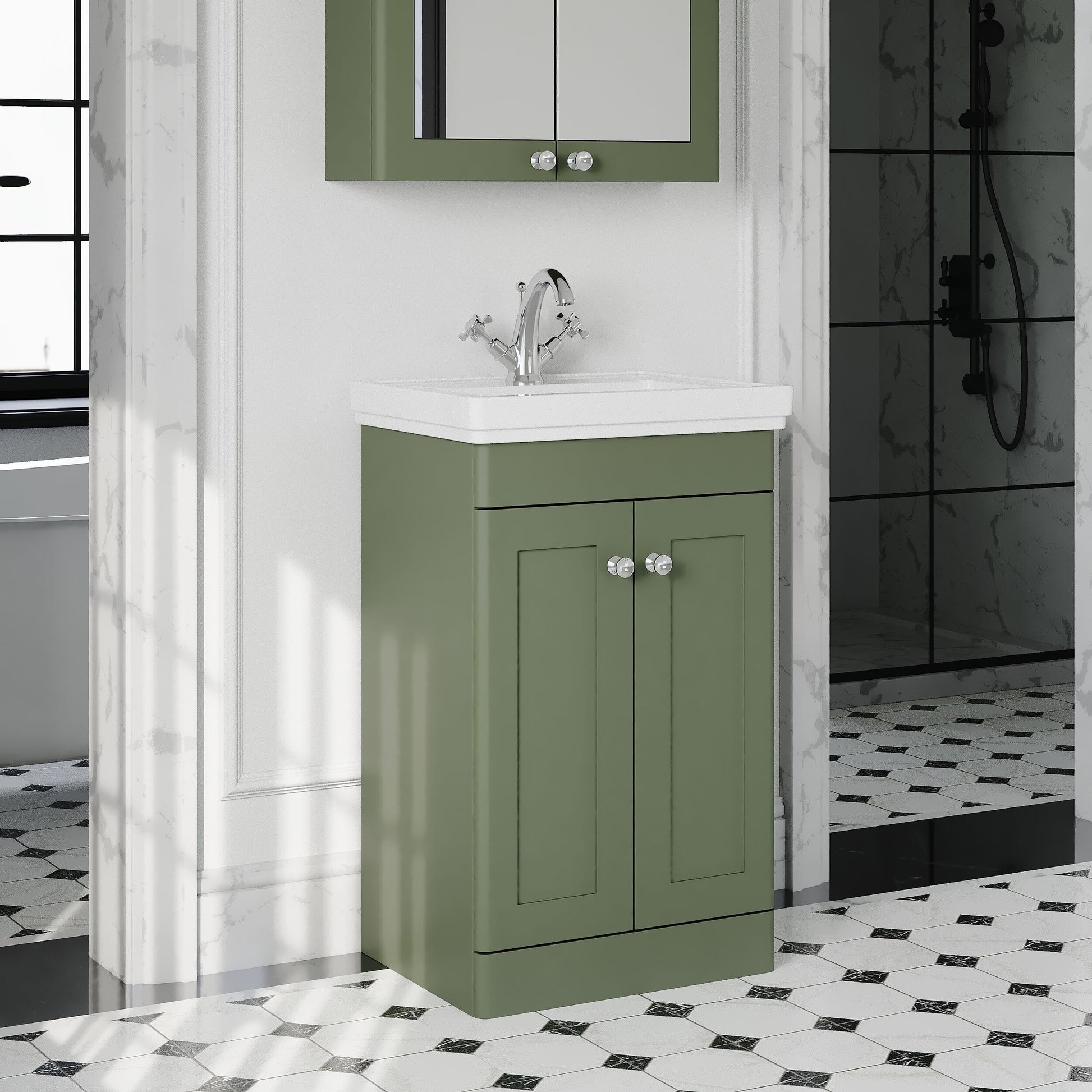 [BFCL823A] Swynnerton Traditional Floor Standing Vanity Basin Unit with 1 Tap Hole Ceramic Basin - Choice of Size and Finish - Lifestyle 3