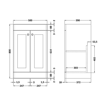 [BFCL823] 500 F/S 2-Door Unit (800x500x390) - Technical Drawing