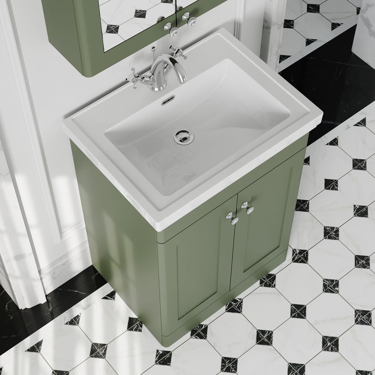 [BFCL825A] Swynnerton Traditional Floor Standing Vanity Basin Unit with 1 Tap Hole Ceramic Basin - Choice of Size and Finish - Lifestyle 2