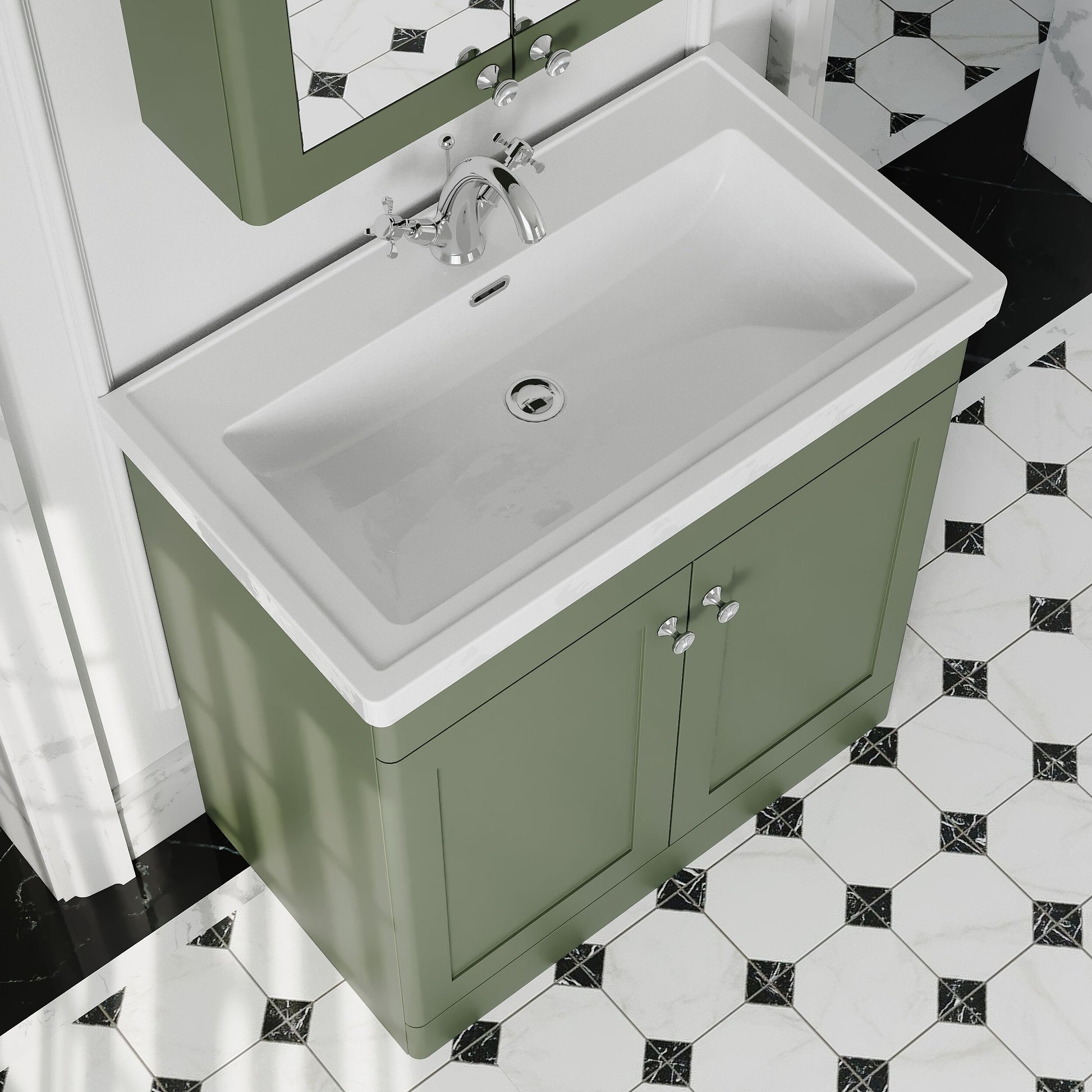 [BFCL826A] Swynnerton Traditional Floor Standing Vanity Basin Unit with 1 Tap Hole Ceramic Basin - Choice of Size and Finish - Lifestyle 2
