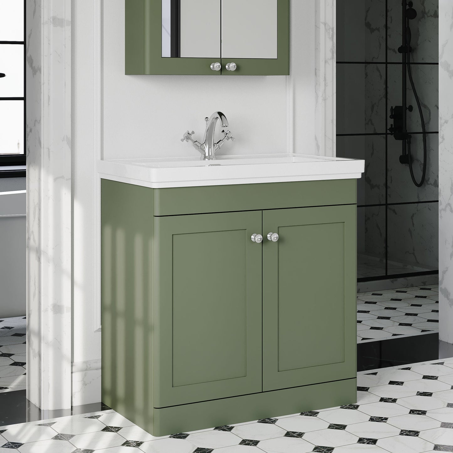 [BFCL826A] Swynnerton Traditional Floor Standing Vanity Basin Unit with 1 Tap Hole Ceramic Basin - Choice of Size and Finish - Lifestyle 3