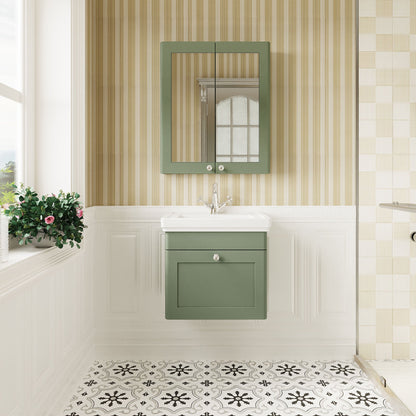 [BFCL891A] Swynnerton Traditional Wall Hung 1 Drawer Vanity Basin Unit with Fireclay Basin - Choice of Colour and Size - Lifestyle 1