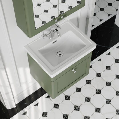 [BFCL891A] Swynnerton Traditional Wall Hung 1 Drawer Vanity Basin Unit with Fireclay Basin - Choice of Colour and Size - Lifestyle 2