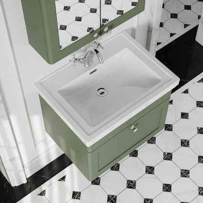 [BFCL894A] Swynnerton Traditional Wall Hung 1 Drawer Vanity Basin Unit with Fireclay Basin - Choice of Colour and Size - Lifestyle 2
