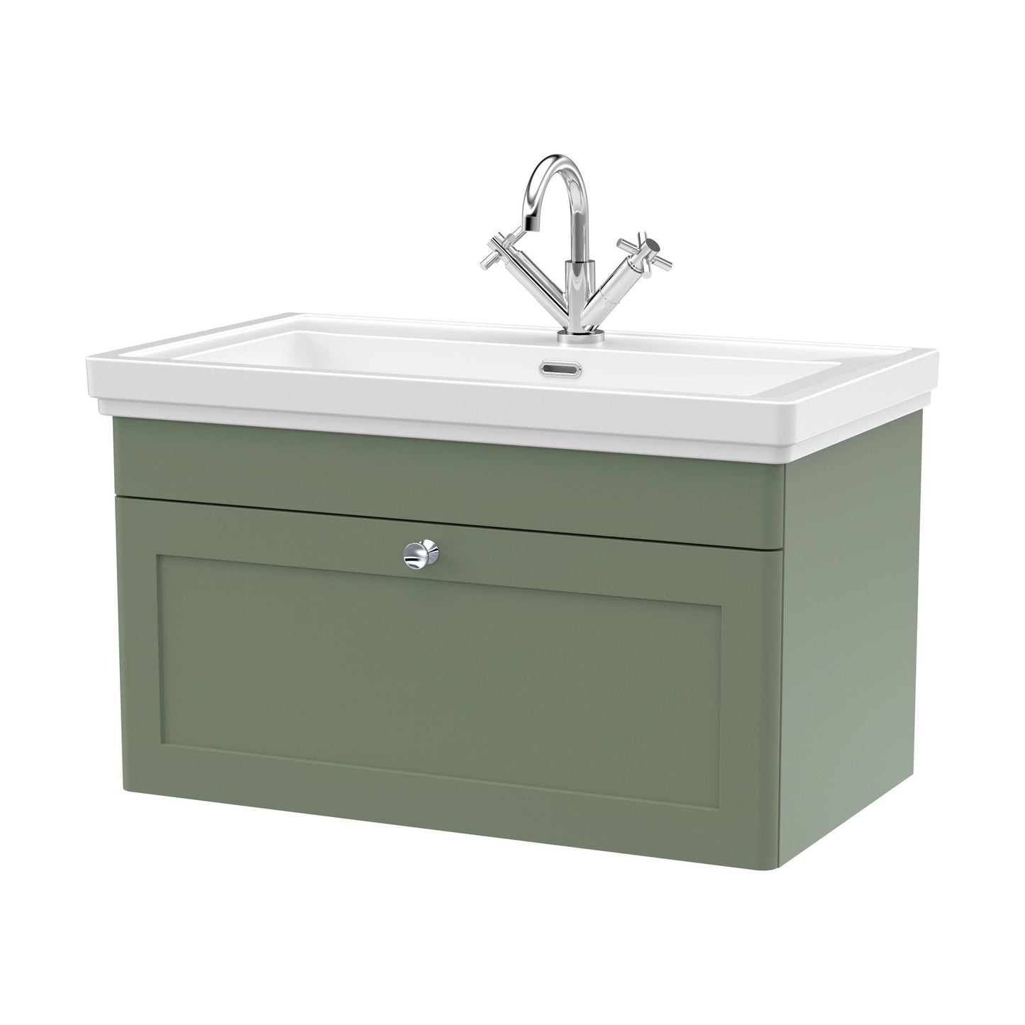 [BFCL896A] Swynnerton Traditional Wall Hung 1 Drawer Vanity Basin Unit with Fireclay Basin - Choice of Colour and Size - Cutout