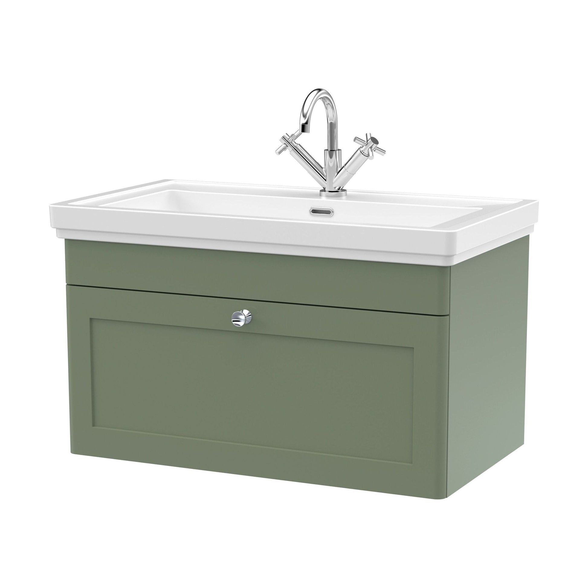 [BFCL896A] Swynnerton Traditional Wall Hung 1 Drawer Vanity Basin Unit with Fireclay Basin - Choice of Colour and Size - Cutout