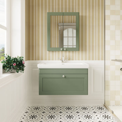 [BFCL896A] Swynnerton Traditional Wall Hung 1 Drawer Vanity Basin Unit with Fireclay Basin - Choice of Colour and Size - Lifestyle 1