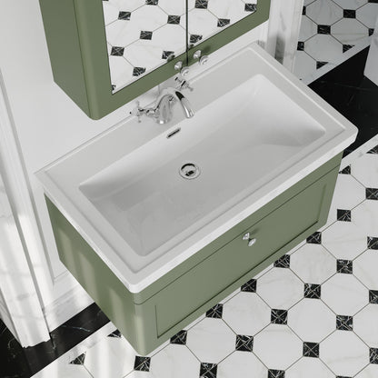 [BFCL896A] Swynnerton Traditional Wall Hung 1 Drawer Vanity Basin Unit with Fireclay Basin - Choice of Colour and Size - Lifestyle 2