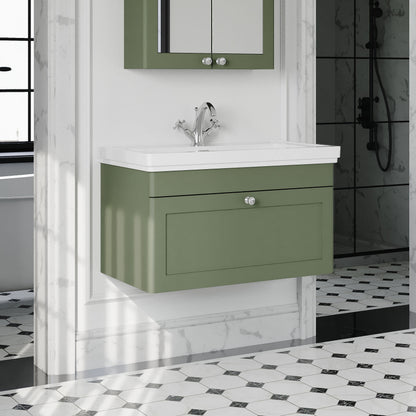 [BFCL896A] Swynnerton Traditional Wall Hung 1 Drawer Vanity Basin Unit with Fireclay Basin - Choice of Colour and Size - Lifestyle 3