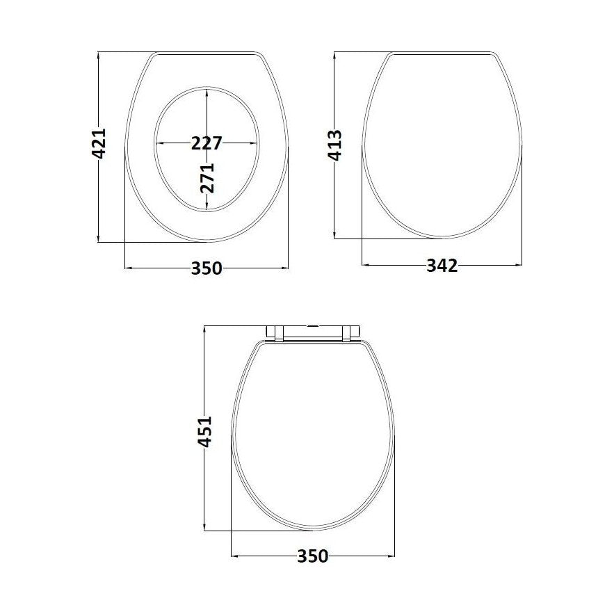 [BFCL899] Swynnerton Traditional Soft Close Toilet Seat - Choice of Finish - Technical Drawing