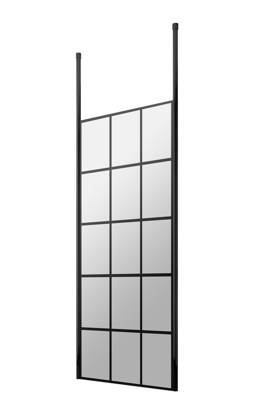 Hudson Reed 760mm Frame Screen Matt Black Wetroom With Ceiling Posts