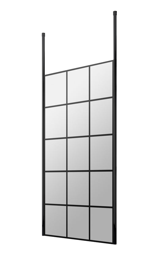 Hudson Reed 800mm Frame Screen Matt Black Wetroom With Ceiling Posts