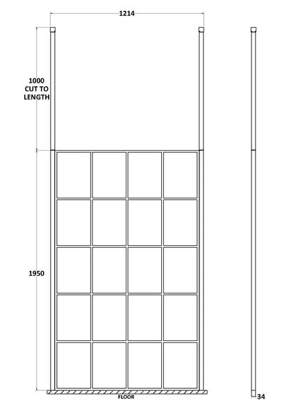 Hudson Reed 1200mm Frame Screen Matt Black Wetroom With Ceiling Posts