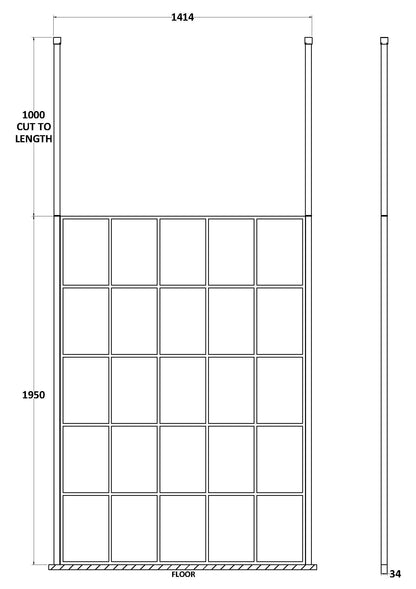 Hudson Reed 1400mm Frame Screen Matt Black Wetroom With Ceiling Posts