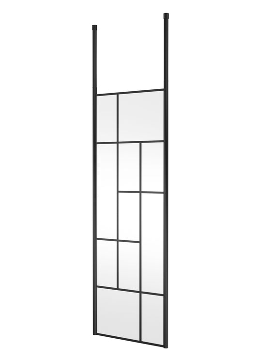 Hudson Reed 750mm Abstract Frame Matt Black Wetroom Screen With Ceiling Posts