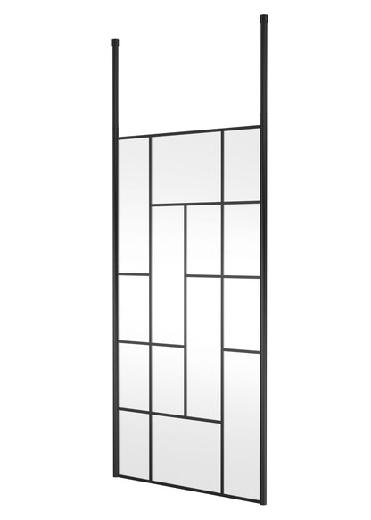 Hudson Reed 1050mm Abstract Frame Matt Black Wetroom Screen With Ceiling Posts