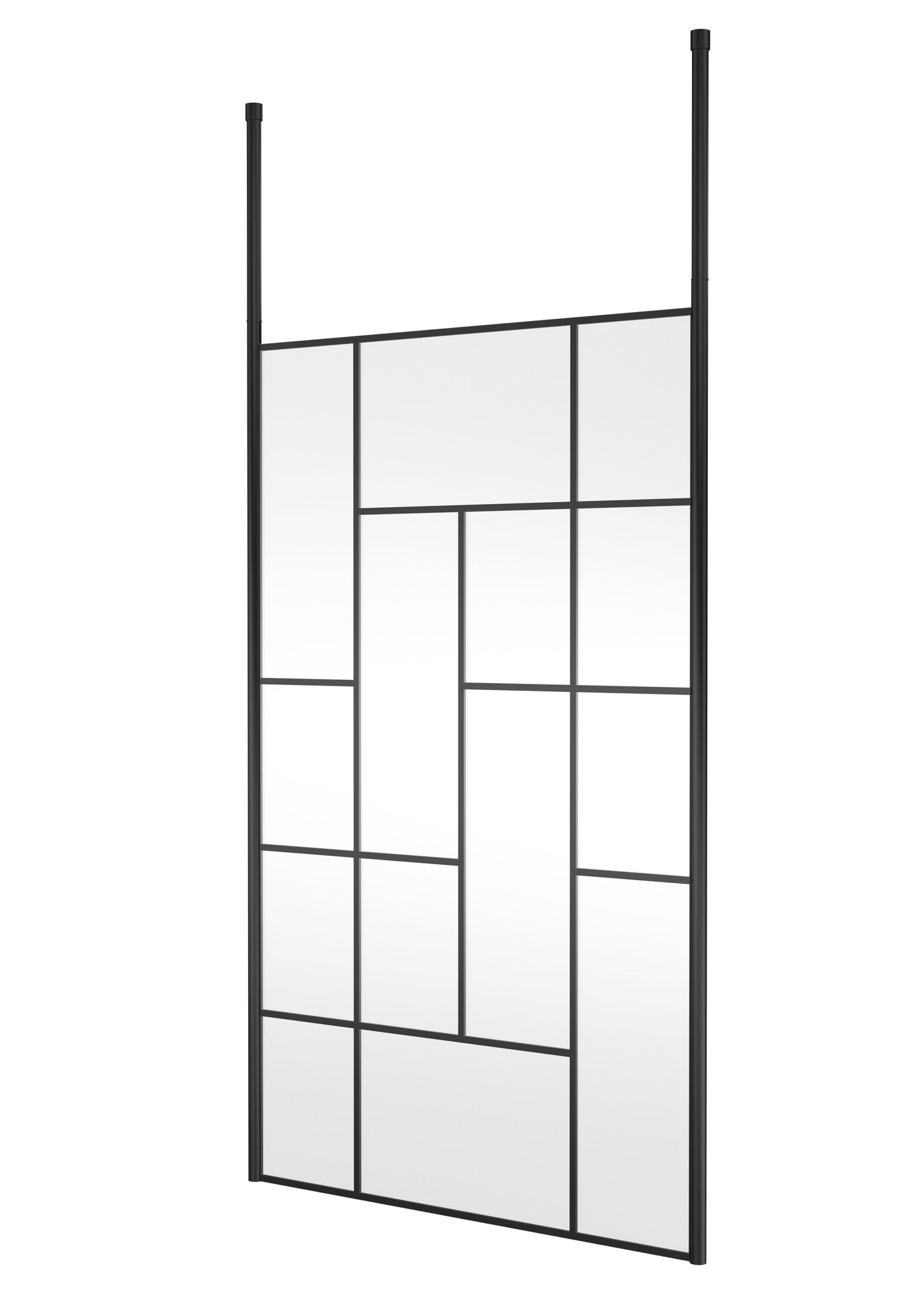 Hudson Reed 1250mm Abstract Frame Matt Black Wetroom Screen With Ceiling Posts