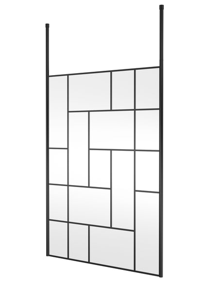 Hudson Reed 1450mm Abstract Frame Matt Black Wetroom Screen With Ceiling Posts