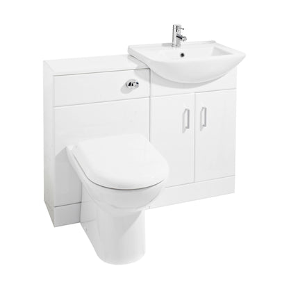 [BFCR001SB] Cloakroom Furniture Pack - Cabinet, Square Basin, WC Unit, Concealed Cistern, Back to Wall Pan and Soft Close Seat - Gloss White - Cutout