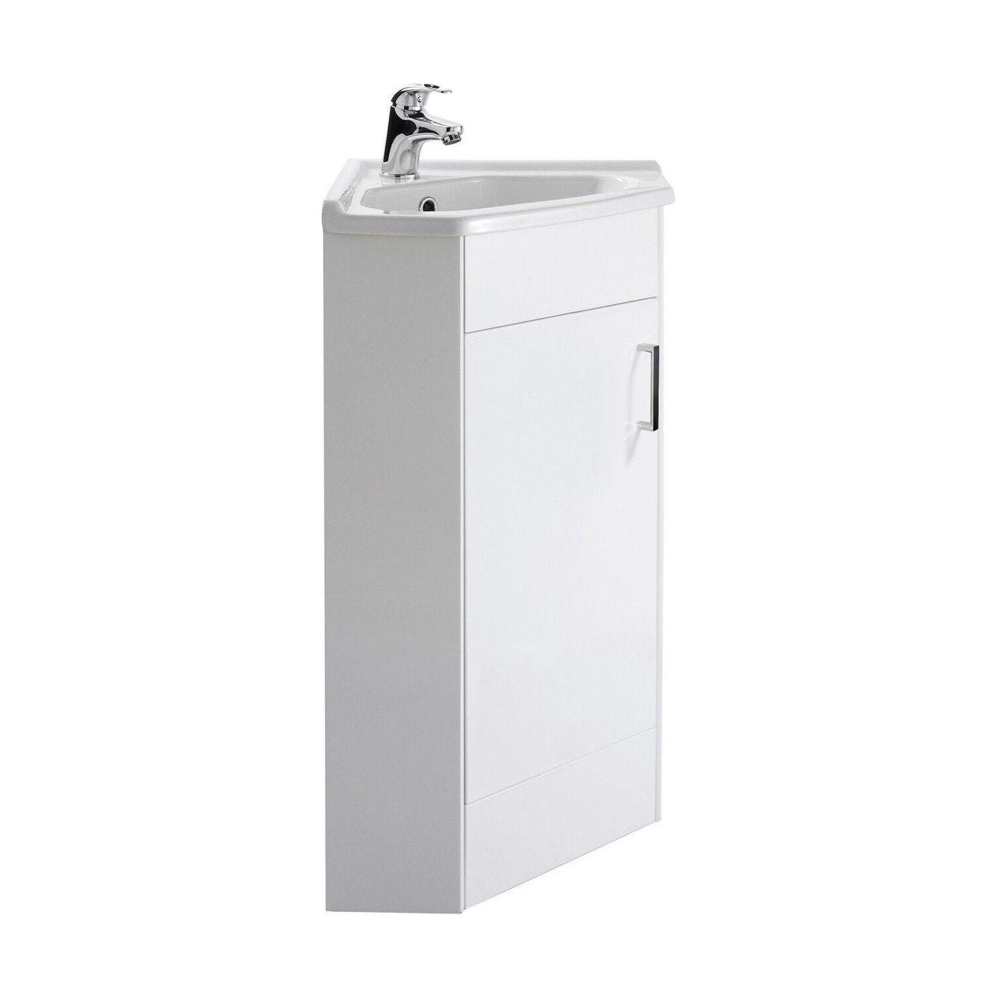 [BFCR001] Hamstall Gloss White Corner Bathroom Cloakroom Vanity Basin Unit - 1 or 2 Door Option - Cutout
