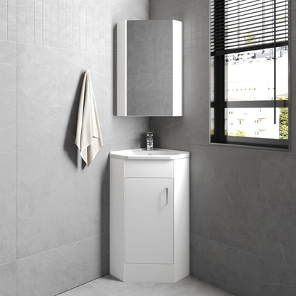 [BFCR001] Hamstall Gloss White Corner Bathroom Cloakroom Vanity Basin Unit - 1 or 2 Door Option - Lifestyle 1