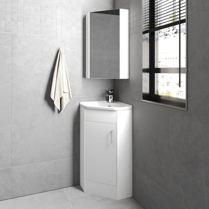 [BFCR001] Hamstall Gloss White Corner Bathroom Cloakroom Vanity Basin Unit - 1 or 2 Door Option - Lifestyle 3