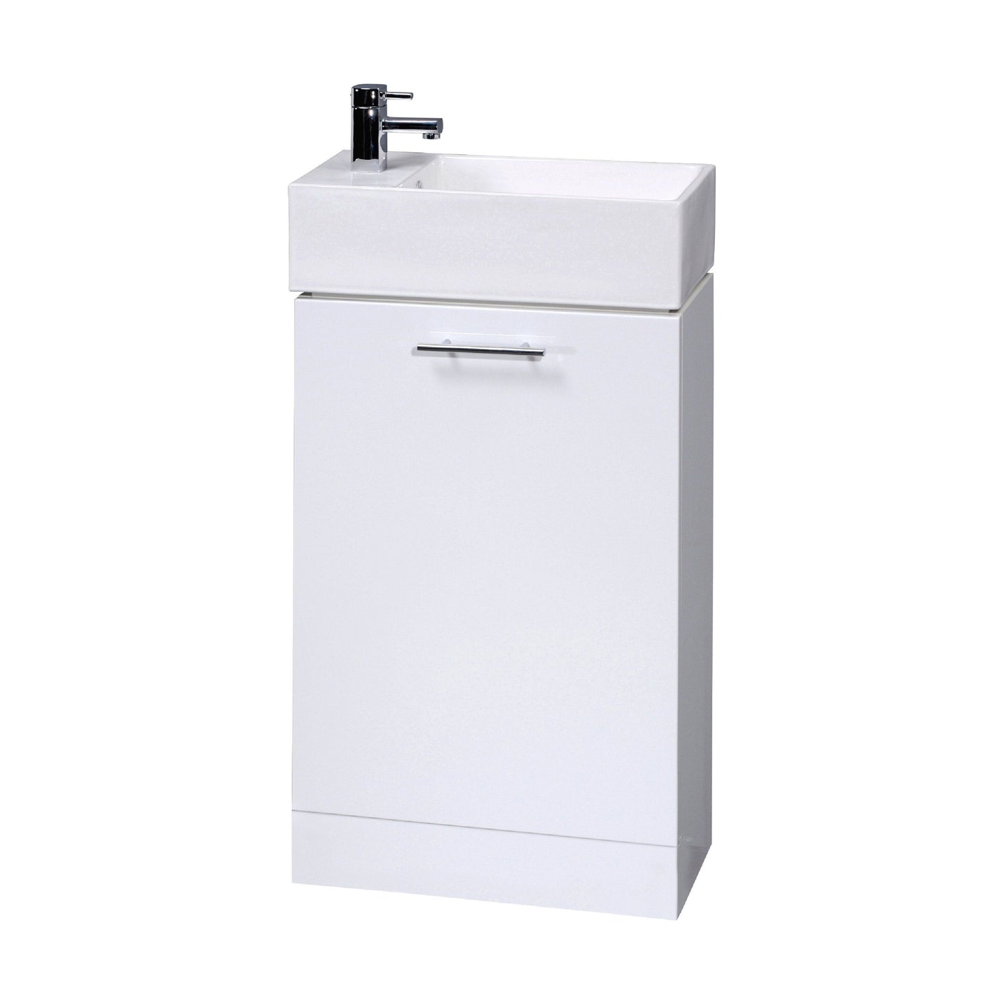 [BFCR058] One Door Cloakroom Vanity Basin Unit - 480mm - Gloss White - Cutout