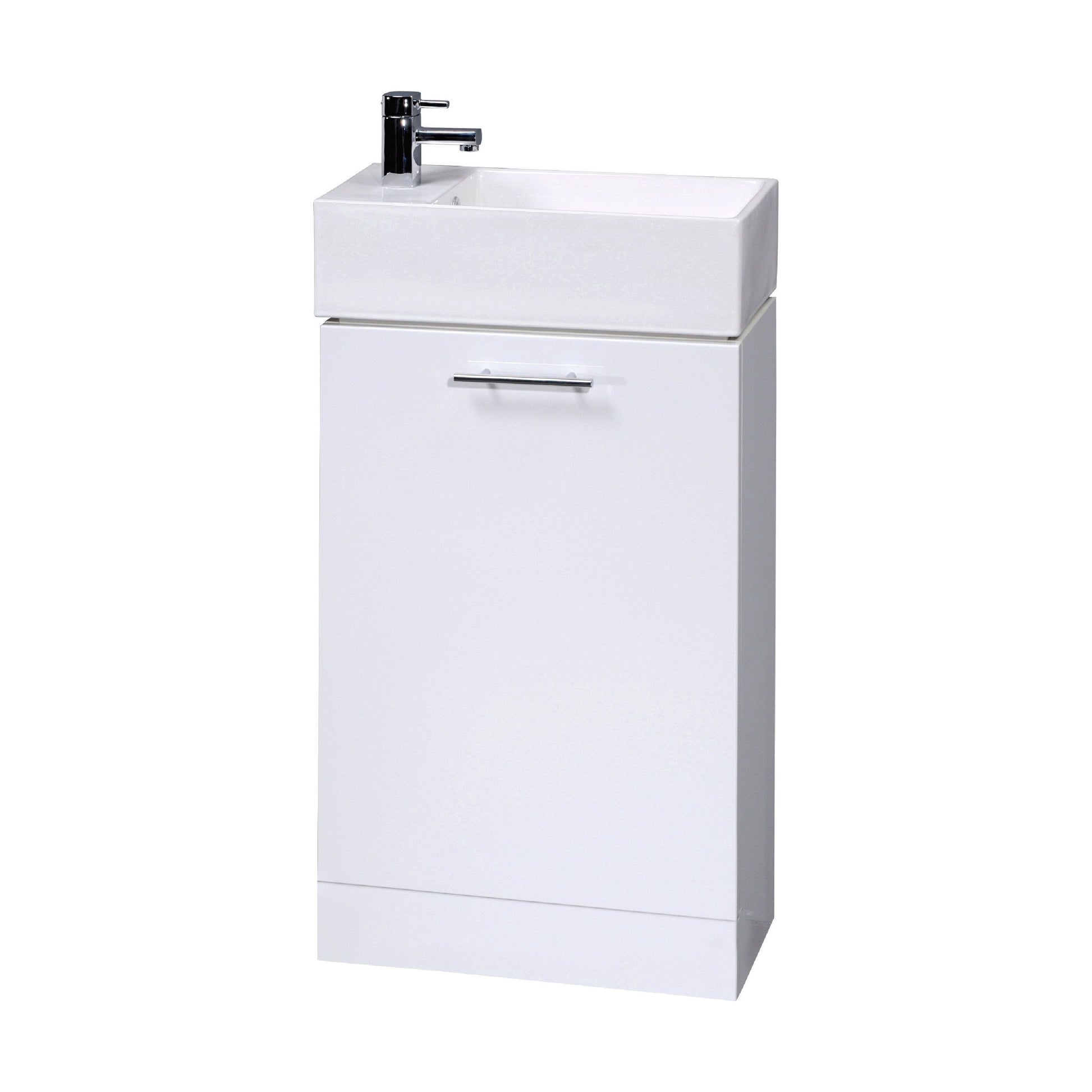 [BFCR058] One Door Cloakroom Vanity Basin Unit - 480mm - Gloss White - Cutout