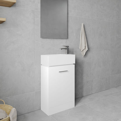 [BFCR058] One Door Cloakroom Vanity Basin Unit - 480mm - Gloss White - Lifestyle 3