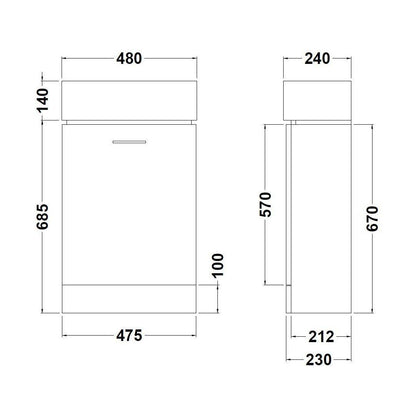 [BFCR102] Cubix Compact Unit 450 - Technical Drawing