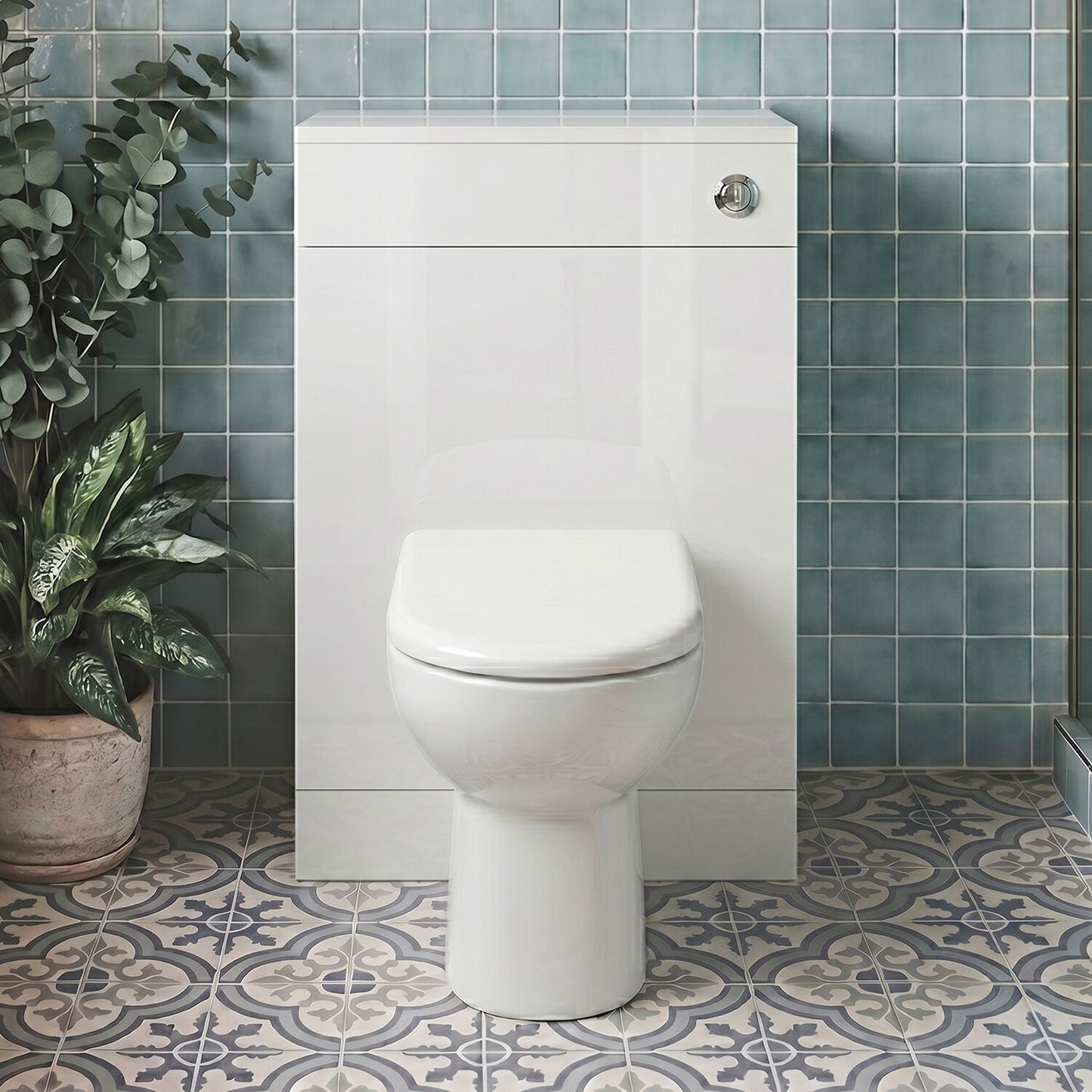 [BFCR142] Slimline WC Toilet Unit with Concealed Cistern, 500mm Compact Design, Gloss White Finish - Modern Style by Balterley - Silo