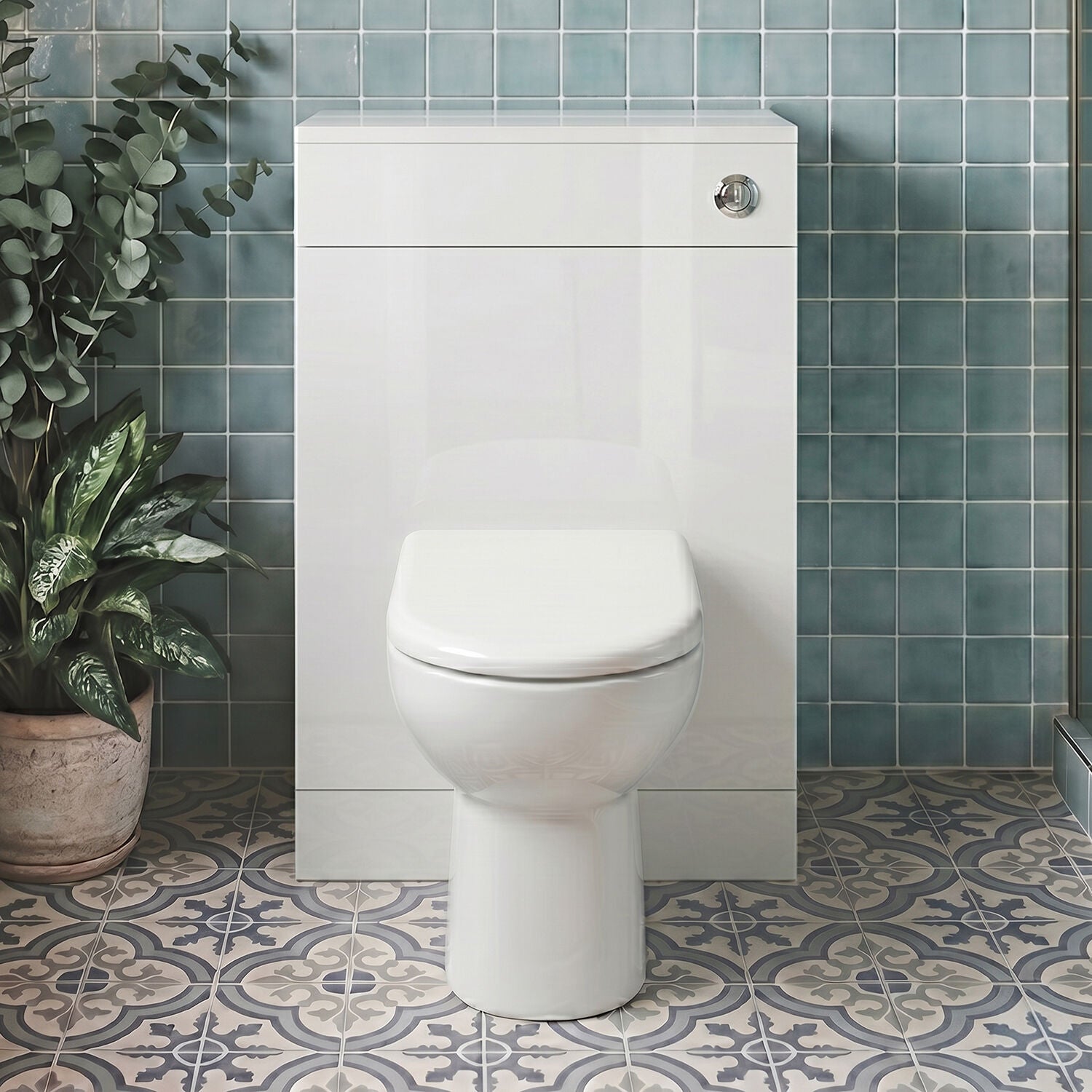 [BFCR142] Slimline WC Toilet Unit with Concealed Cistern, 500mm Compact Design, Gloss White Finish - Modern Style by Balterley - Silo