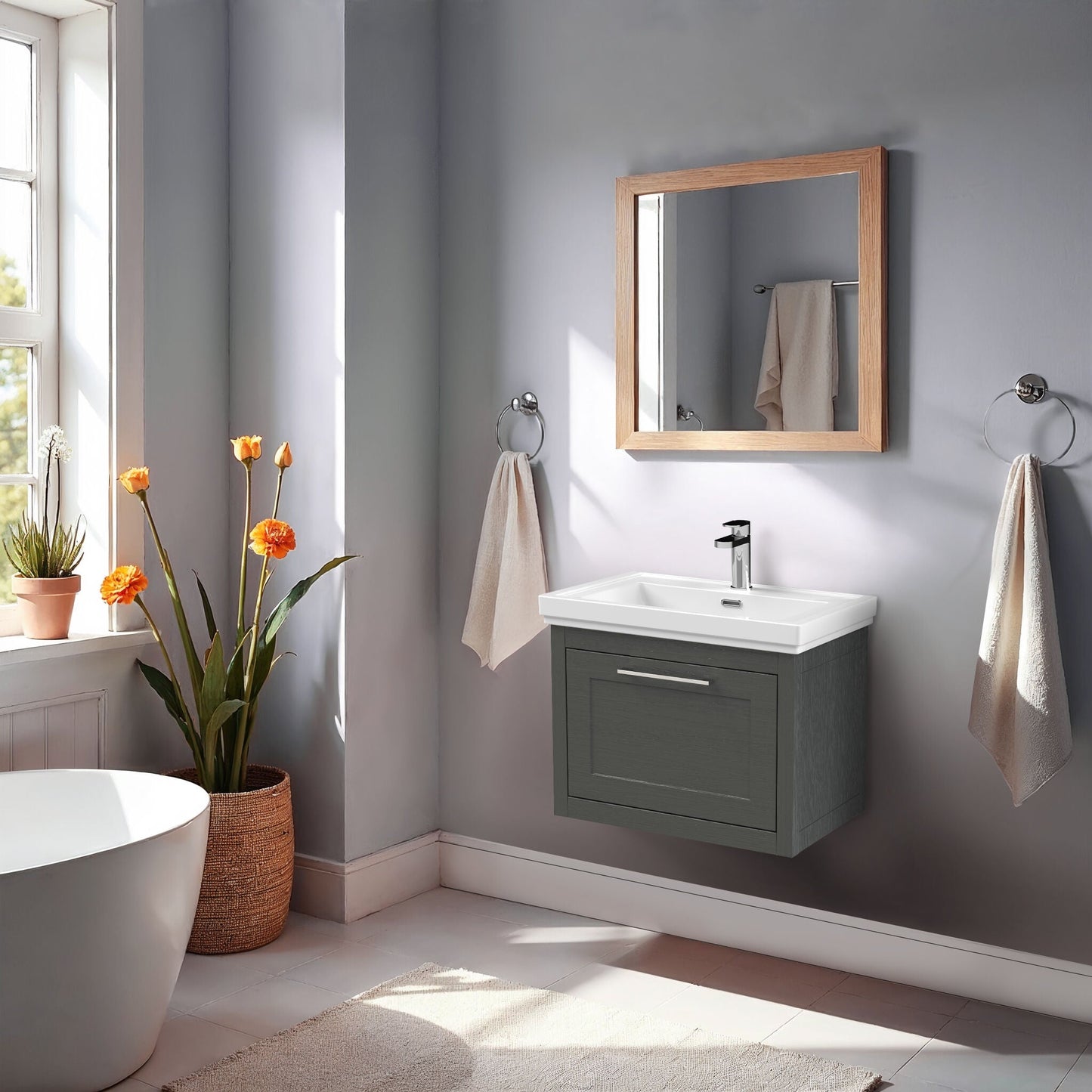 [BFCR1494A] Blithbury Traditional Wall Hung Vanity Basin Unit with Fireclay Basin - Choice of Size, Colour and Basin Type - Lifestyle 1