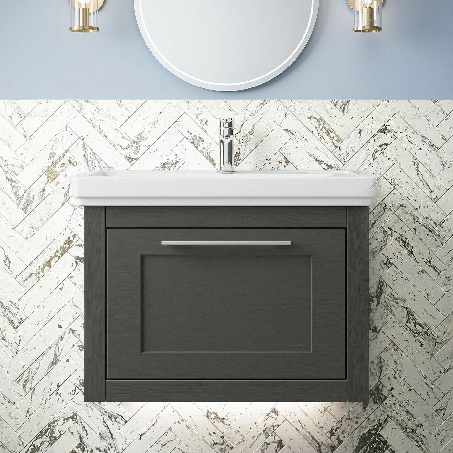 [BFCR1494A] Blithbury Traditional Wall Hung Vanity Basin Unit with Fireclay Basin - Choice of Size, Colour and Basin Type - Silo