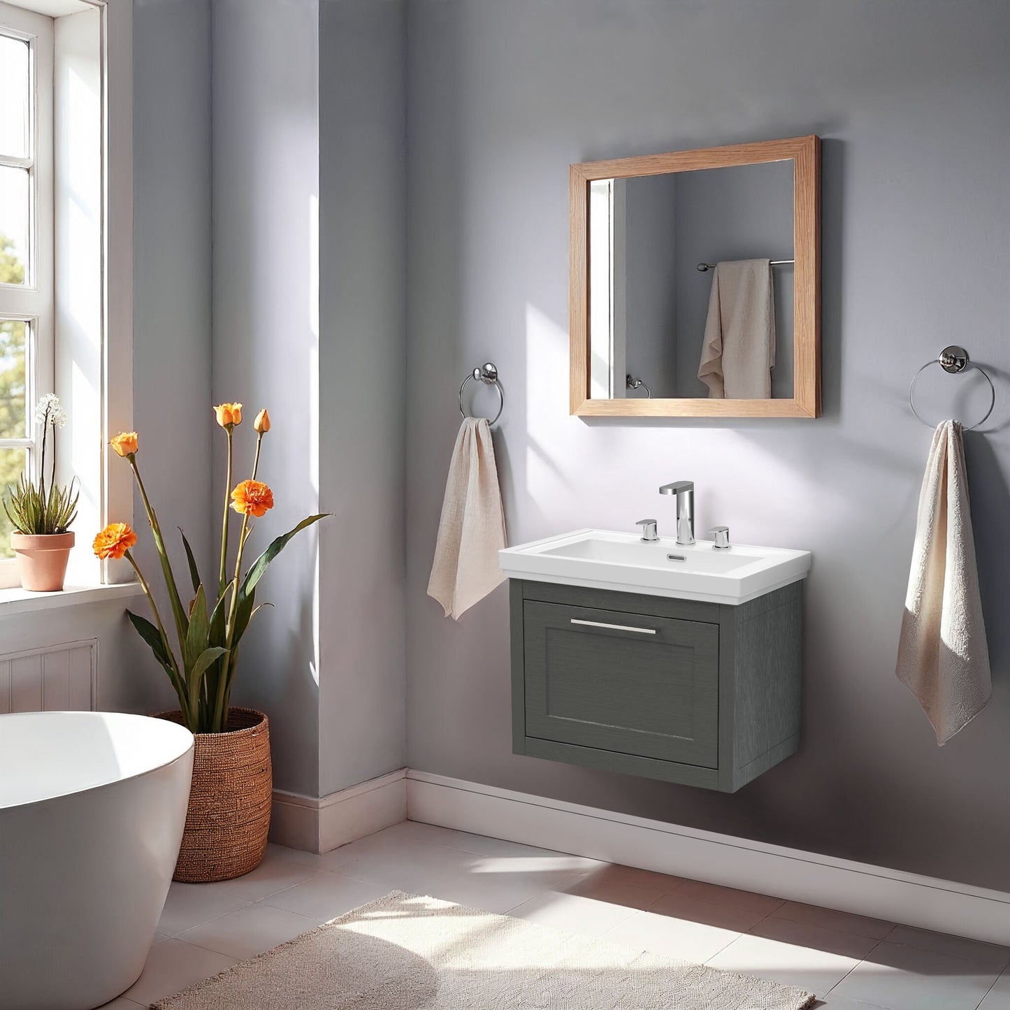 [BFCR1494B] Blithbury Traditional Wall Hung Vanity Basin Unit with Fireclay Basin - Choice of Size, Colour and Basin Type - Lifestyle 1