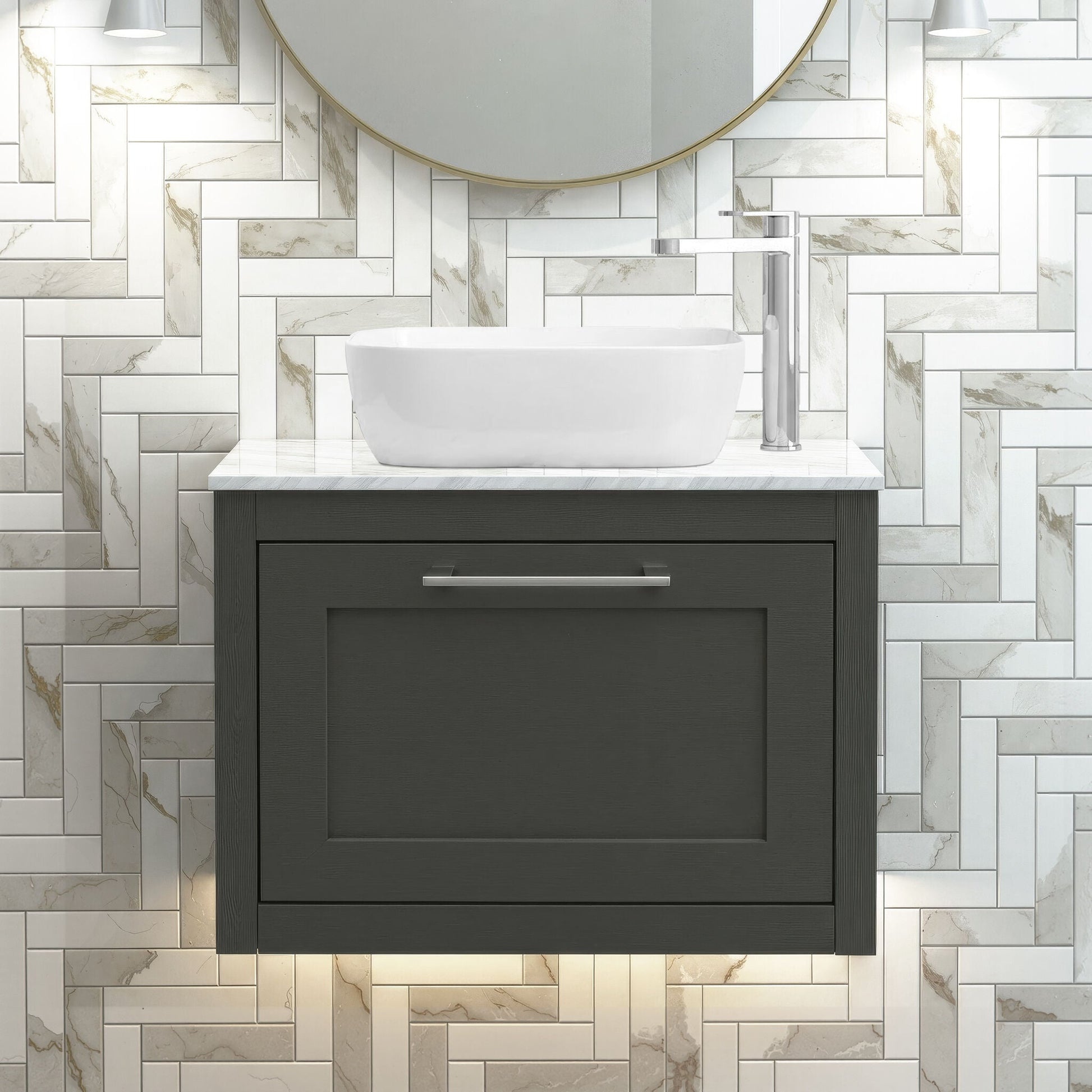 [BFCR1494GMT] Blithbury Traditional Bathroom Wall Hung Vanity Unit and Worktop - Choice of Size and Colour - Silo