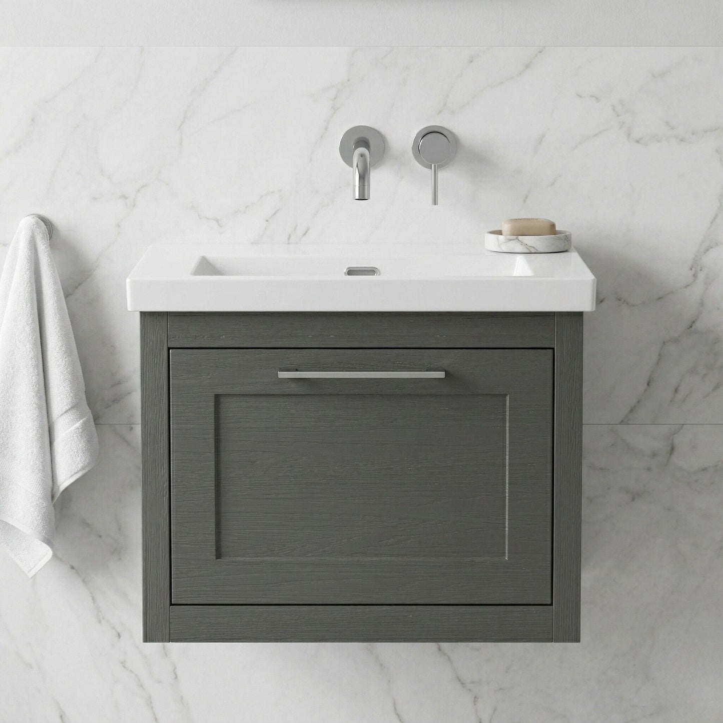 [BFCR1494K] Blithbury Traditional Bathroom Wall Hung Vanity with Modern Fireclay Basin Unit - Choice of Size, Colour and Basin Type - Silo