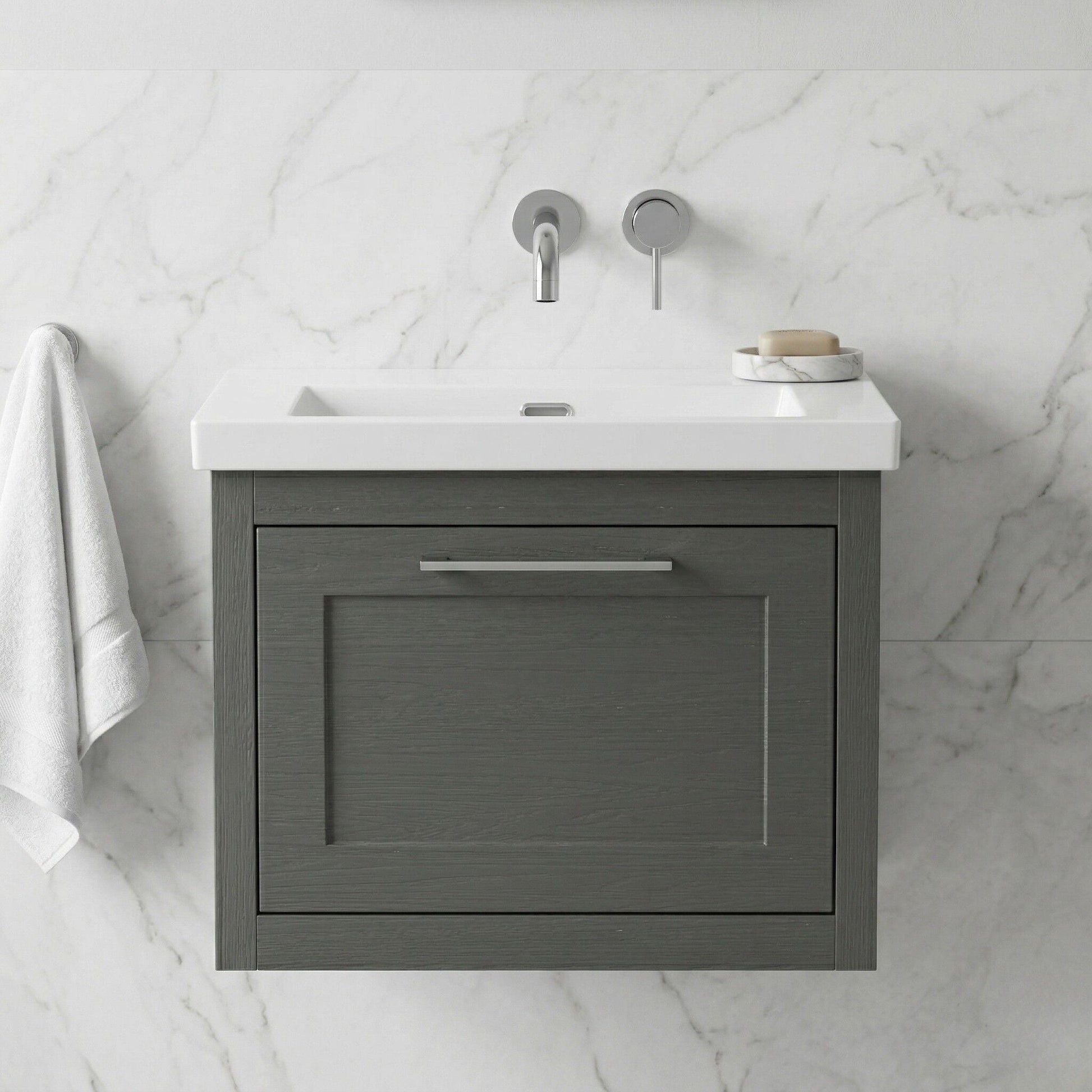 [BFCR1494K] Blithbury Traditional Bathroom Wall Hung Vanity with Modern Fireclay Basin Unit - Choice of Size, Colour and Basin Type - Silo
