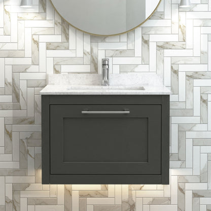 [BFCR1494WS1] Blithbury Traditional Bathroom Wall Hung Vanity Unit and Marble Worktop Basin - Choice of Size and Colour - Silo