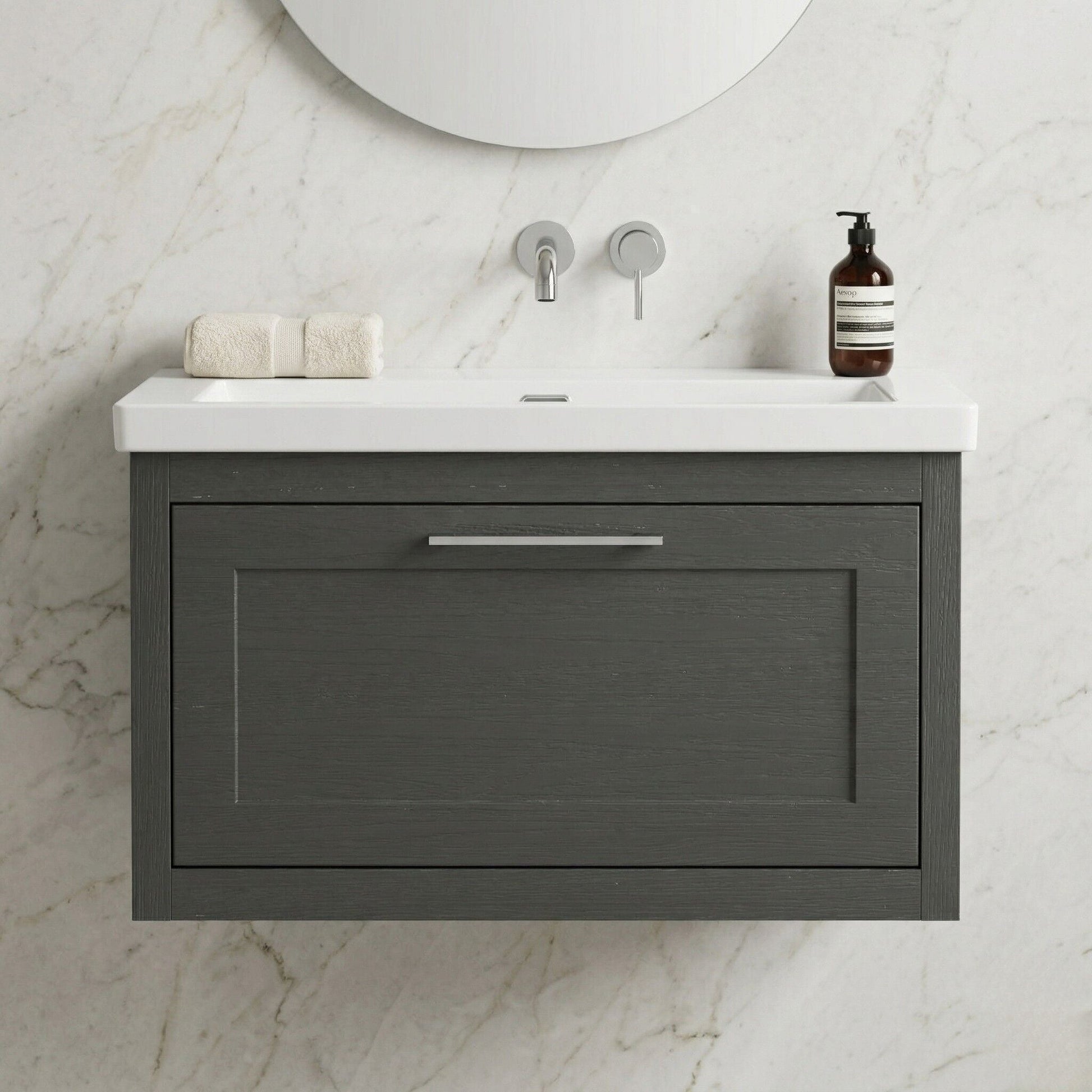 [BFCR1496K] Blithbury Traditional Bathroom Wall Hung Vanity with Modern Fireclay Basin Unit - Choice of Size, Colour and Basin Type - Silo
