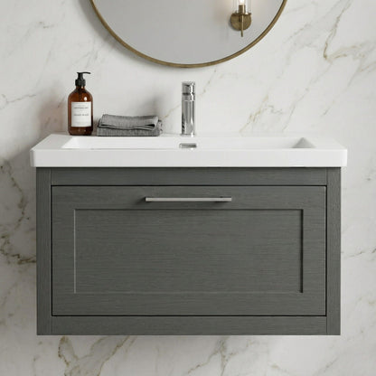 [BFCR1496L] Blithbury Traditional Bathroom Wall Hung Vanity with Modern Fireclay Basin Unit - Choice of Size, Colour and Basin Type - Silo