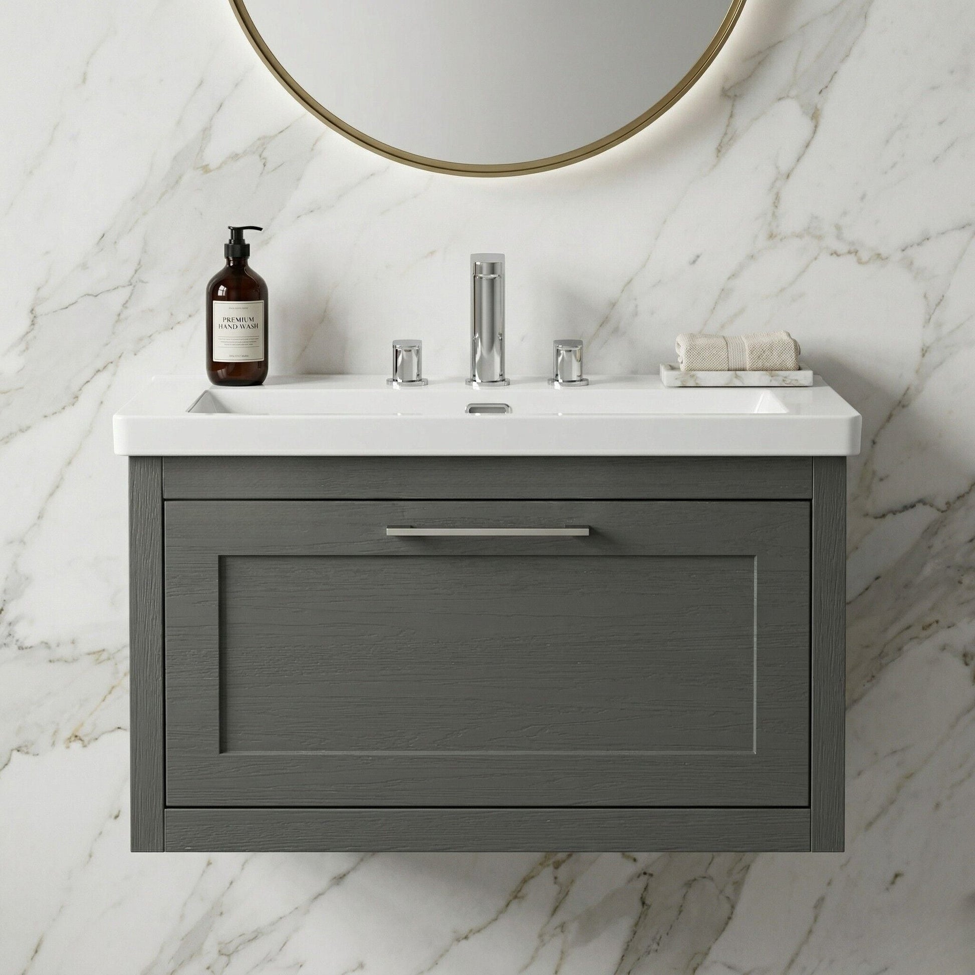 [BFCR1496M] Blithbury Traditional Bathroom Wall Hung Vanity with Modern Fireclay Basin Unit - Choice of Size, Colour and Basin Type - Silo