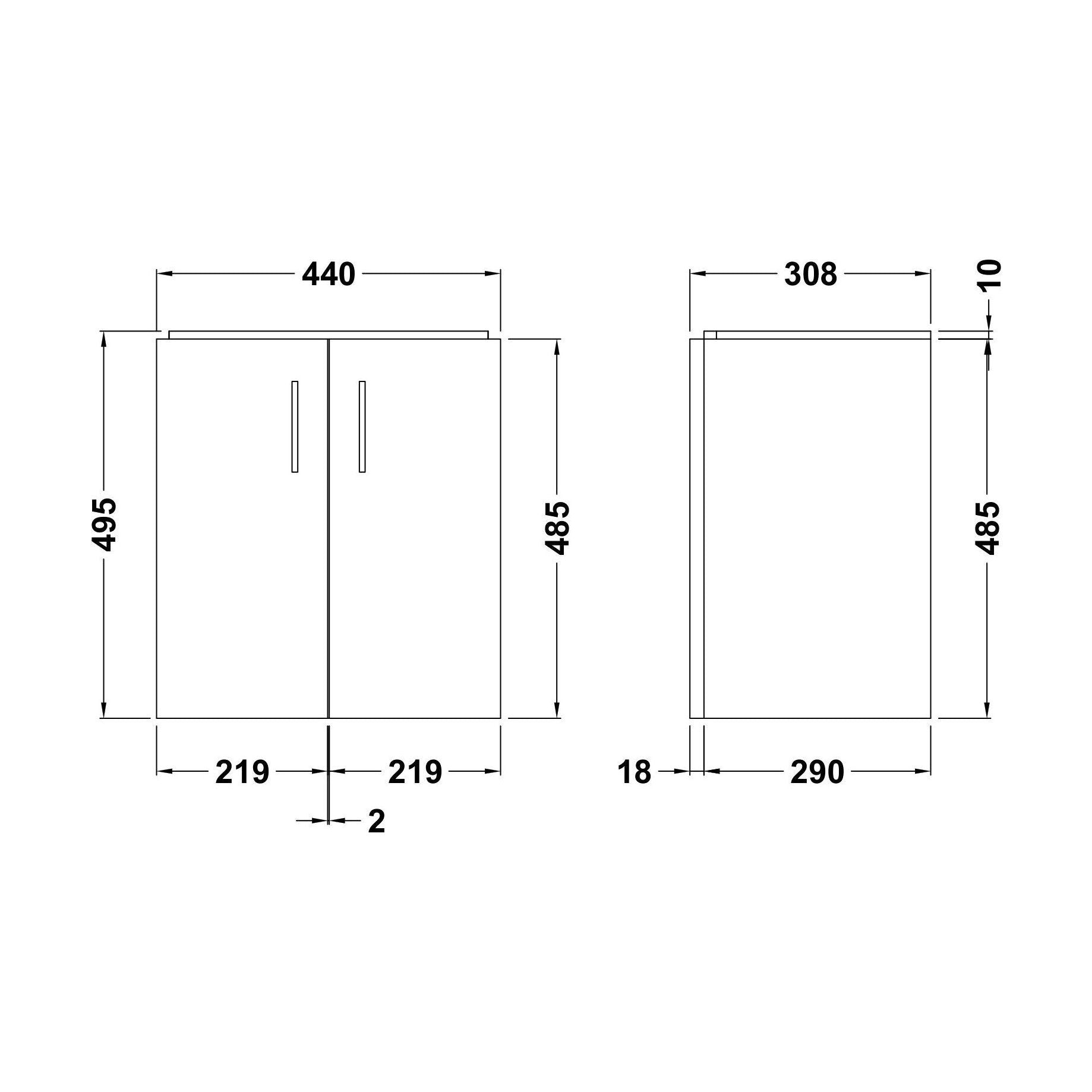 [BFCR183] Gloss White 450 W/H 2 Door Unit - Technical Drawing