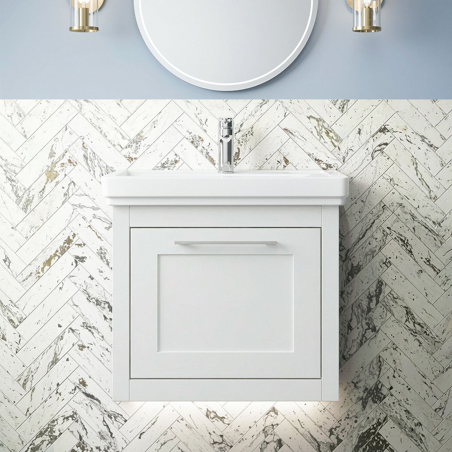 [BFCR191A] Blithbury Traditional Wall Hung Vanity Basin Unit with Fireclay Basin - Choice of Size, Colour and Basin Type - Silo