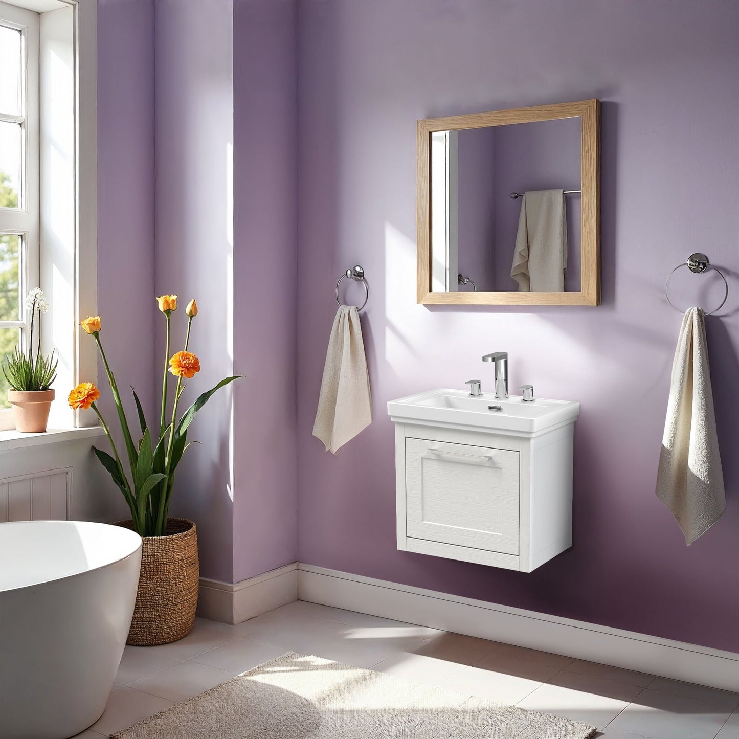 [BFCR191B] Blithbury Traditional Wall Hung Vanity Basin Unit with Fireclay Basin - Choice of Size, Colour and Basin Type - Lifestyle 1