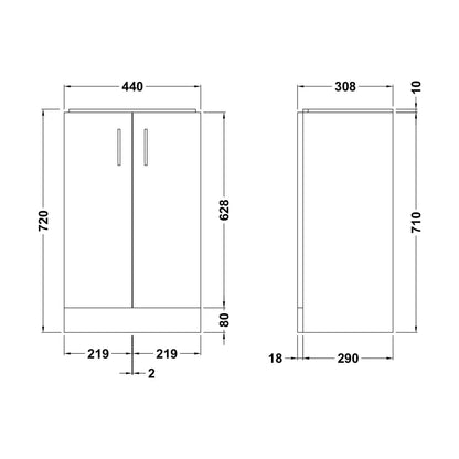 [BFCR193] Gloss White 450 F/S 2 Door Unit - Technical Drawing