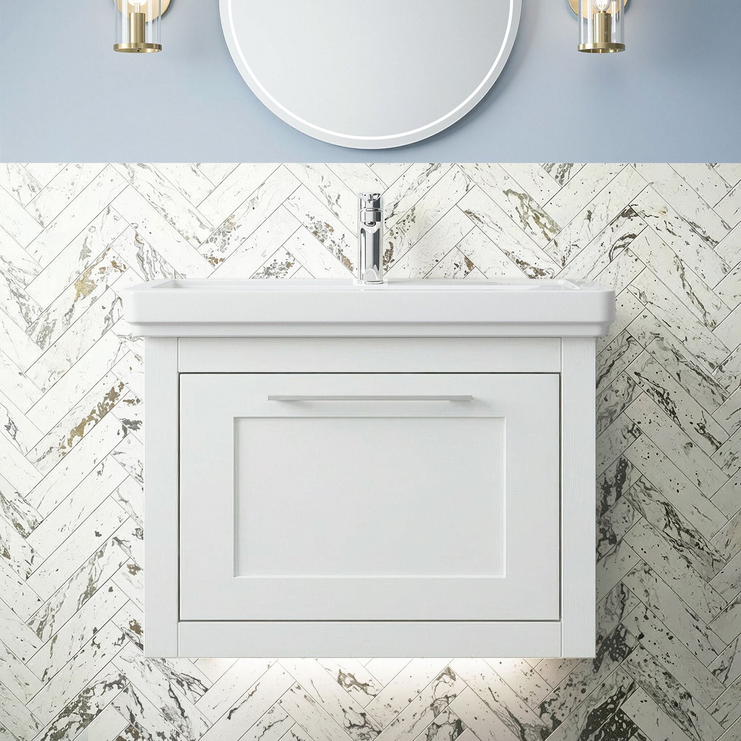 [BFCR194A] Blithbury Traditional Wall Hung Vanity Basin Unit with Fireclay Basin - Choice of Size, Colour and Basin Type - Silo