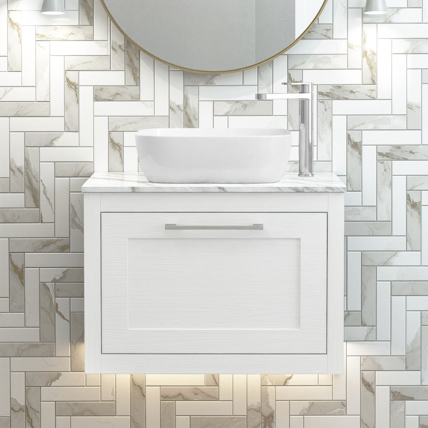 [BFCR194CMT] Blithbury Traditional Bathroom Wall Hung Vanity Unit and Worktop - Choice of Size and Colour - Silo