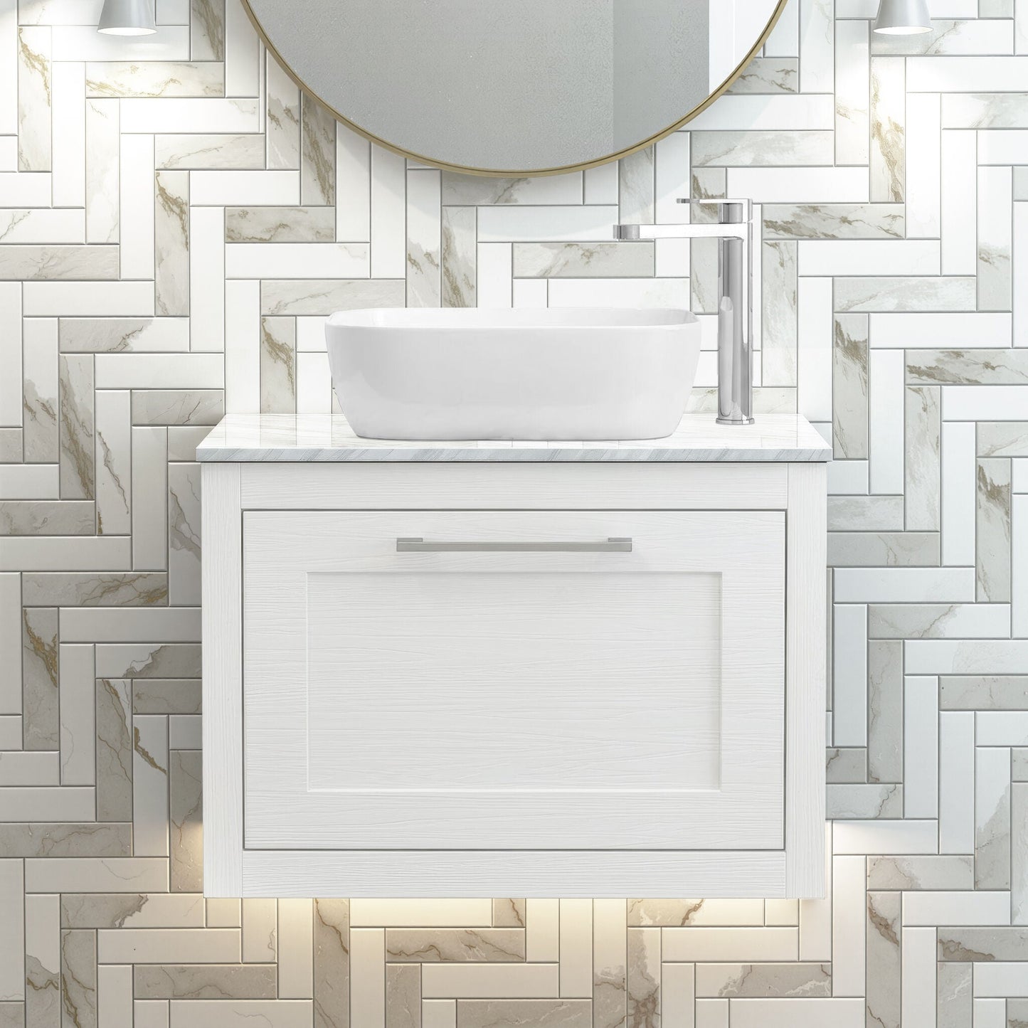 [BFCR194GMT] Blithbury Traditional Bathroom Wall Hung Vanity Unit and Worktop - Choice of Size and Colour - Silo
