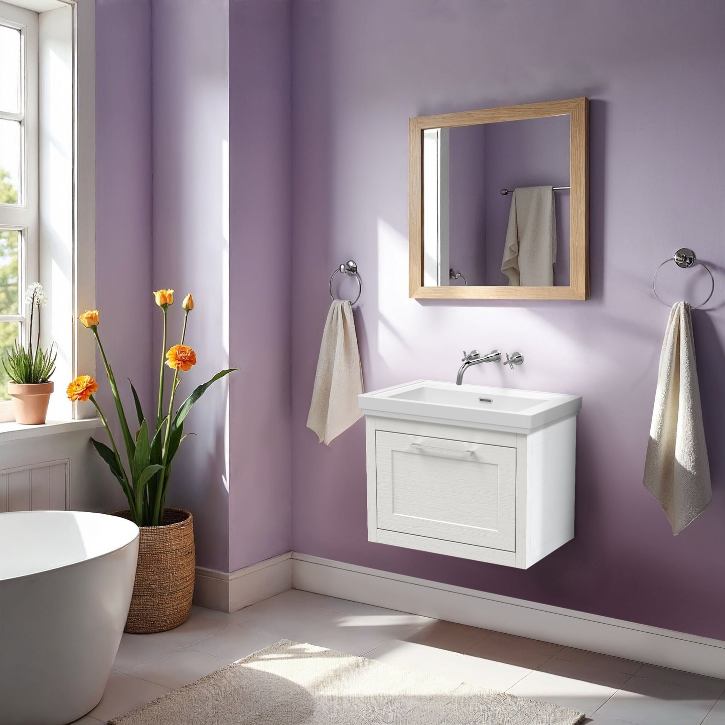 [BFCR194H] Blithbury Traditional Wall Hung Vanity Basin Unit with Fireclay Basin - Choice of Size, Colour and Basin Type - Lifestyle 1